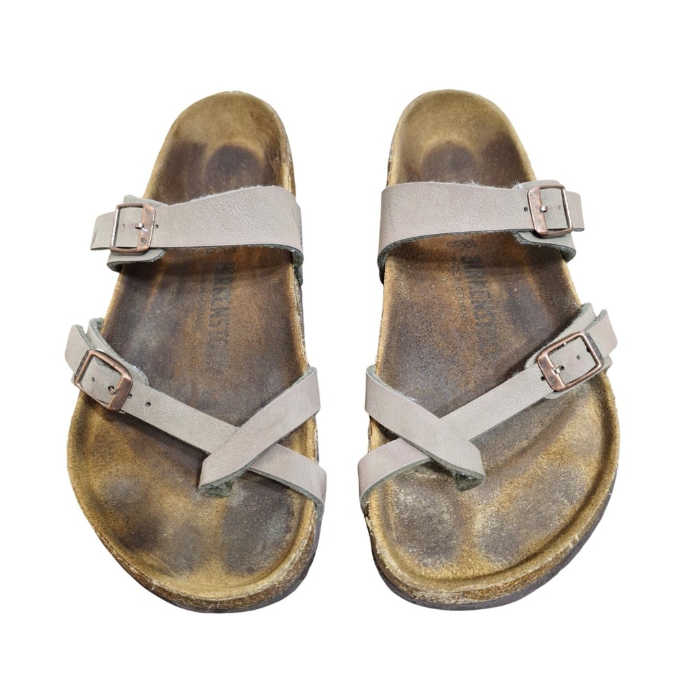 Birkenstock Mayari Taupe Birko-Flor Toe Loop Sandals Women's 39 L8 M6 Germany
